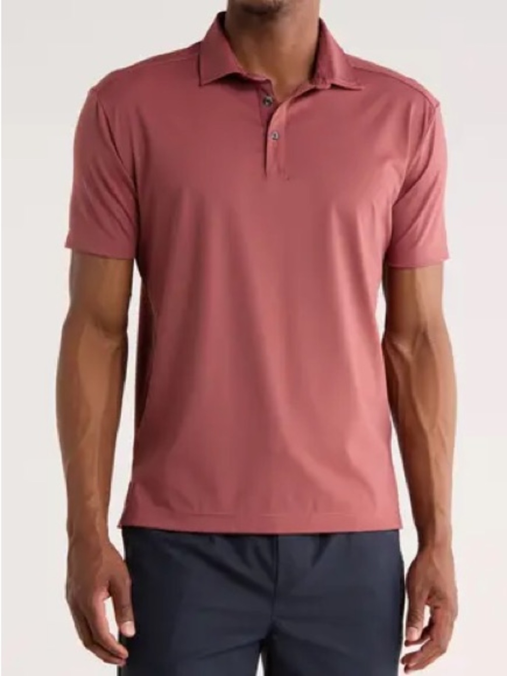 Travis Mathew side Larch RHONE Men’s Polo in Dusty Rose Mauve